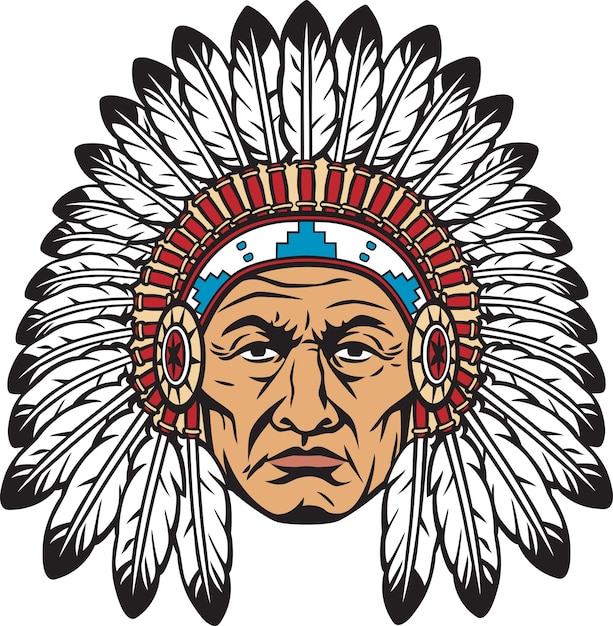 Vector indian chief head with headdress