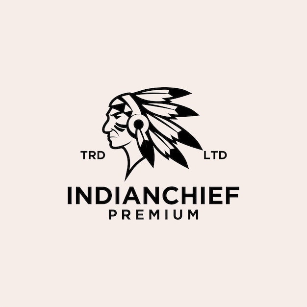 Indian chief logo icon illustration premium vector