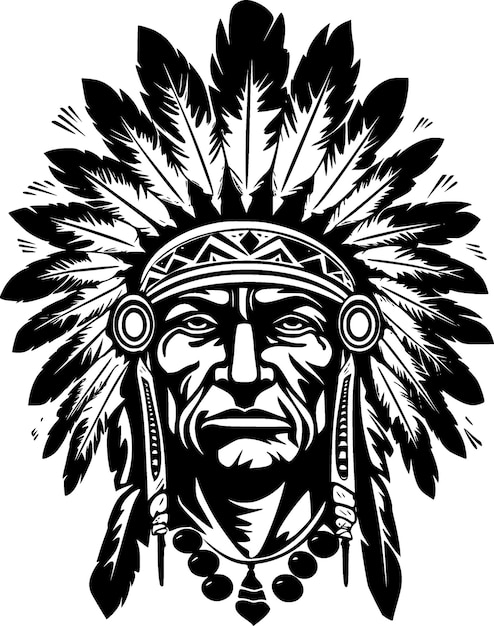 Indian Chief Minimalist and Simple Silhouette Vector illustration