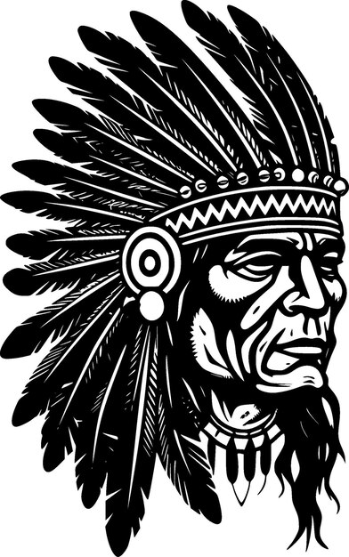 Vector indian chief minimalist and simple silhouette vector illustration