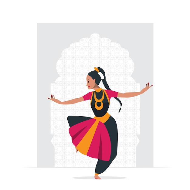 Vector indian classical dancer bharatnatyam kathakali dancer