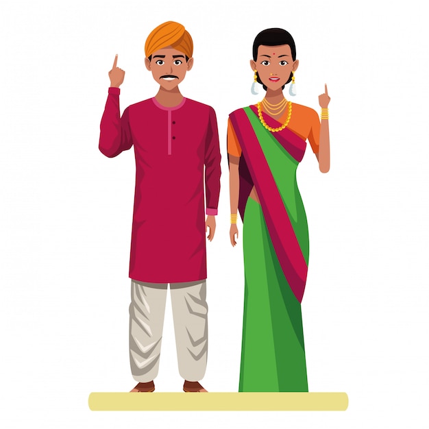 Indian couple avatar cartoon character