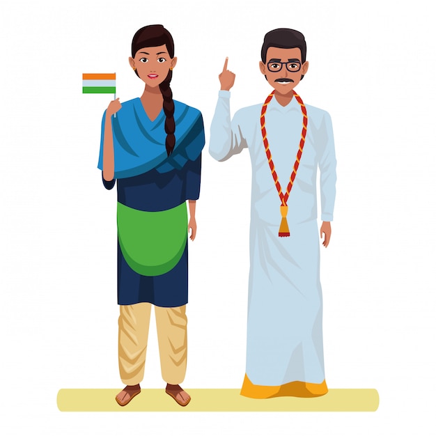 Indian couple avatar cartoon character