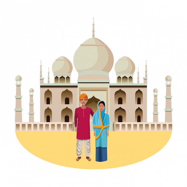 Vector indian couple avatar cartoon character