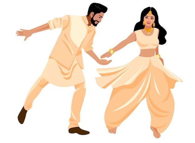 Vector indian couple dancing ethnic