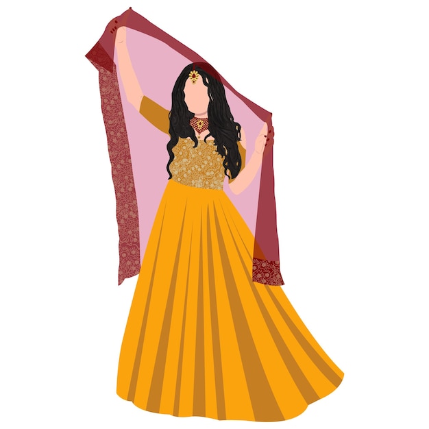 indian couple illustration south india bride wearing wedding dresses