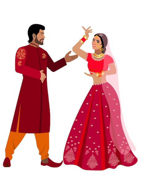 Vector indian couple romantic wedding