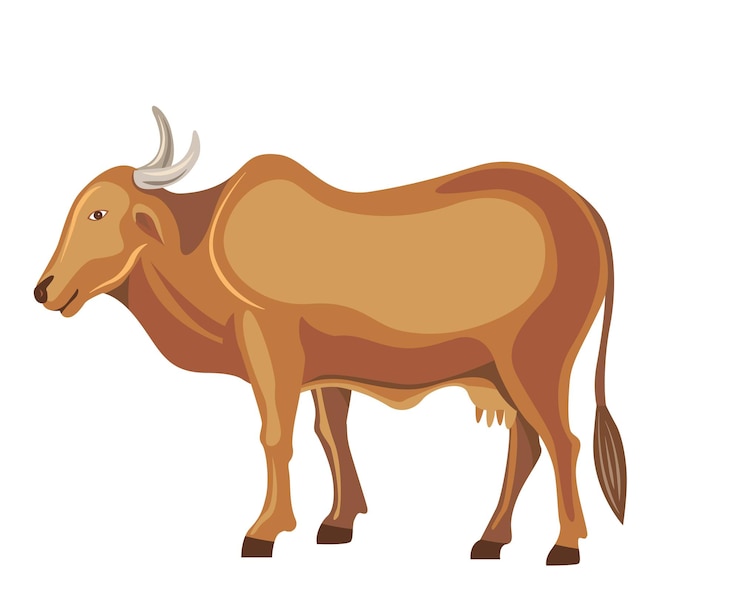 वेक्टर indian cow standing brown cow isolated vector illustration