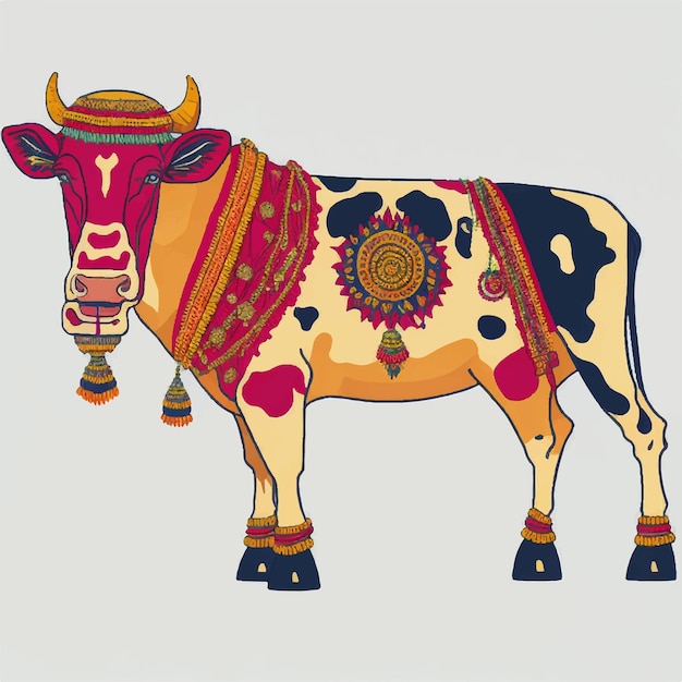 Vector indian cow vector illustration design