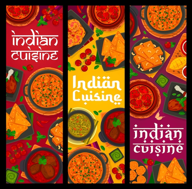 Indian cuisine food banners vector tasty dishes