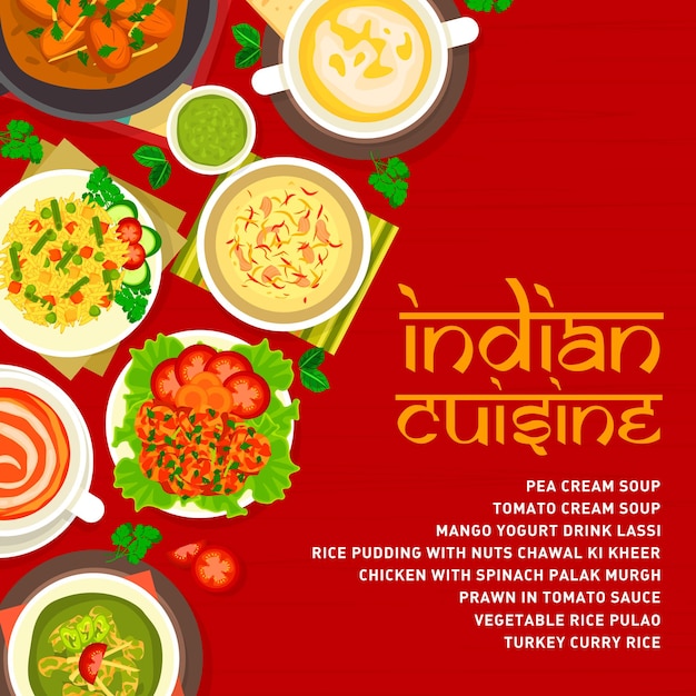 Шаблон обложки меню индийской кухни