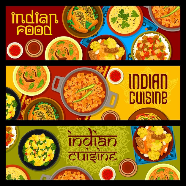 Indian cuisine restaurant meals horizontal banners