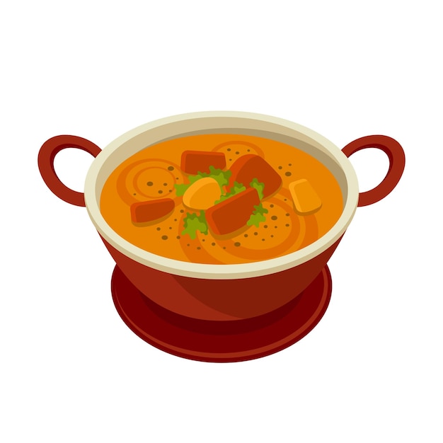 Indian curry flat style vector illustration. Asian cuisine. Indian food.