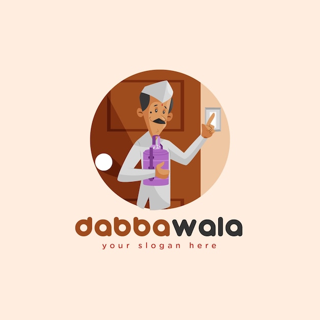 Modello di logo mascotte indiano dabbawala
