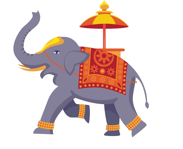 Vector indian decorated elephant with umbrella vector