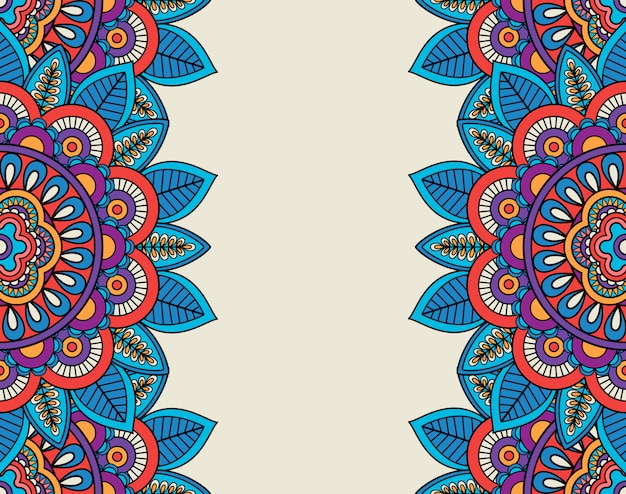 Indian doodle boho floral borders