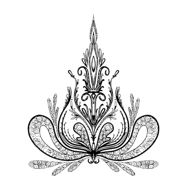 Indian doodle pattern for indian mehendi henna tattoo vector