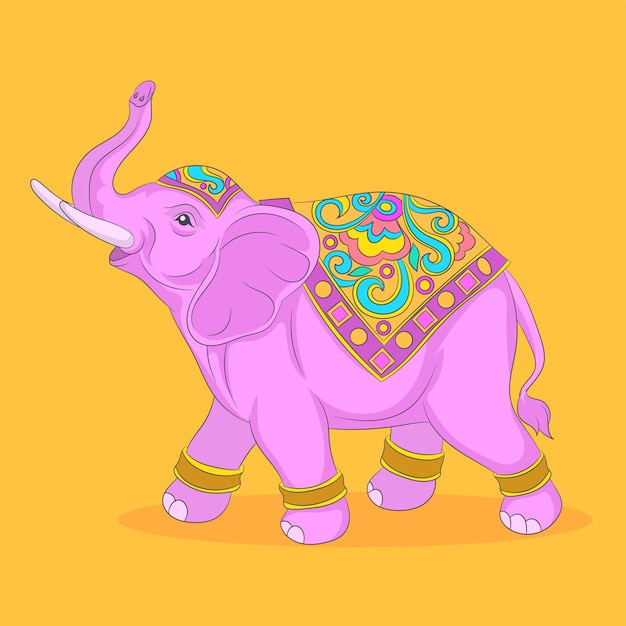 Indian elephant decorated in traditional style