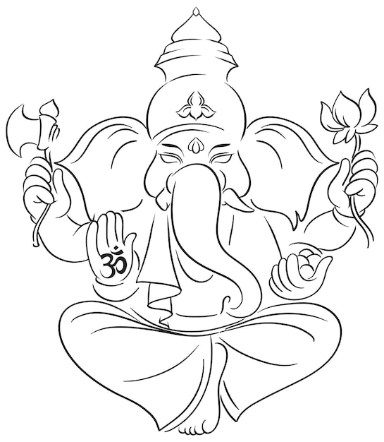 Vector indian elephant god on white background