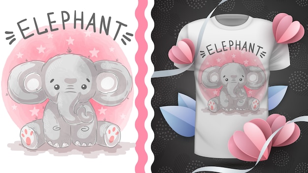 Elefante indiano - idea per t-shirt stampata