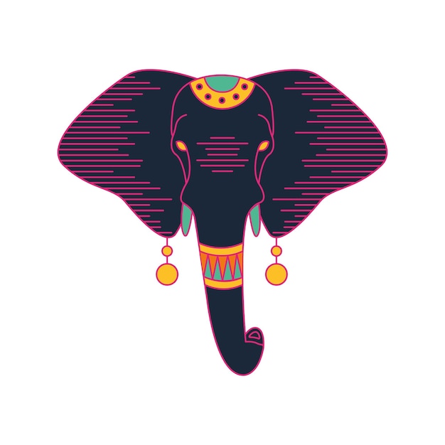 Indian elephant on white background