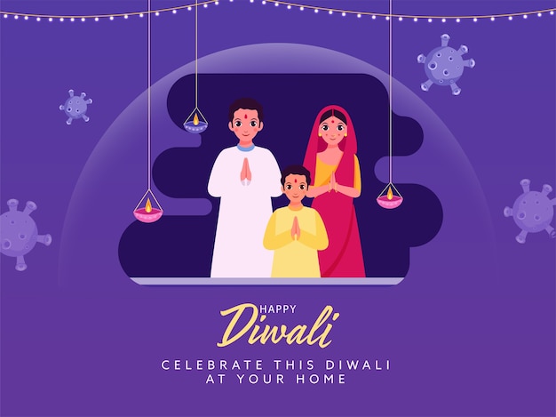 Indian family celebrate diwali