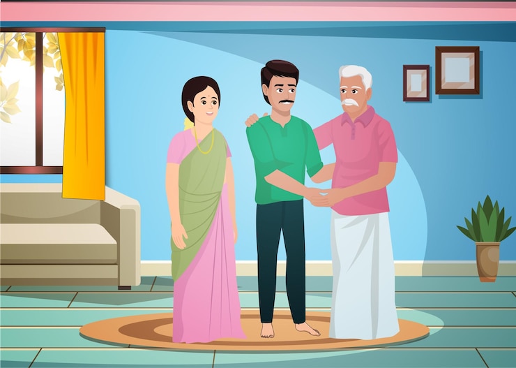 वेक्टर indian family illustrations