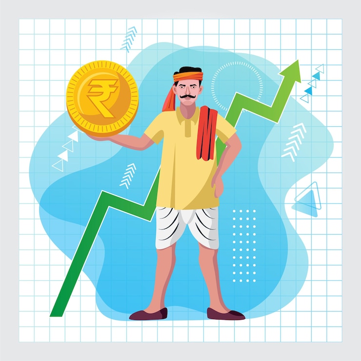 वेक्टर indian farmer earning growth concept vector