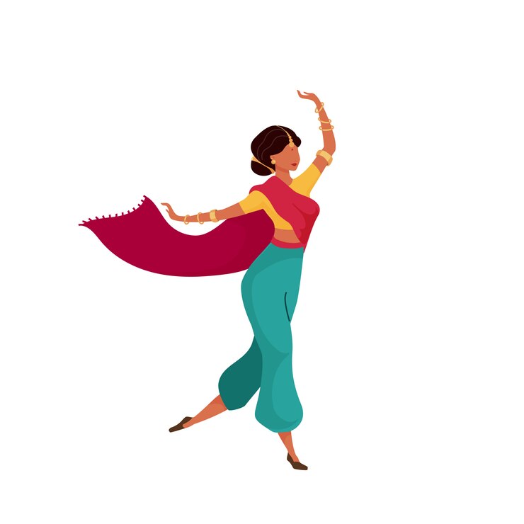 Vector indian female performer flat color faceless character
