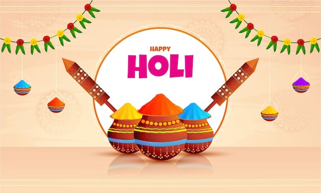 Indian festival of colors and love Happy Holi celebration background and elements vector illustration