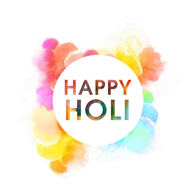 Индийский фестиваль красок Холи с сухими красками и текстом Happy Holi на белом фоне