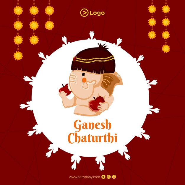 인도 축제 Ganesh Chaturthi 배너 디자인 서식 파일