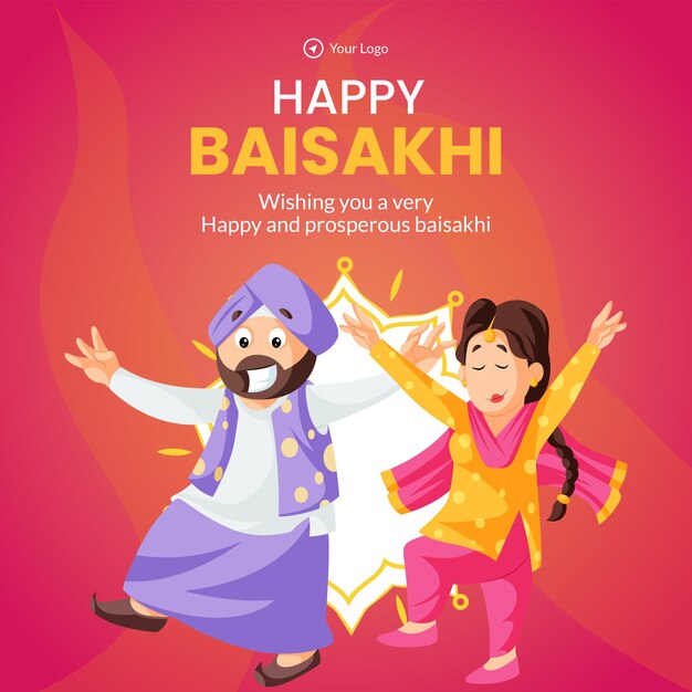 Indian festival of happy Baisakhi banner design template