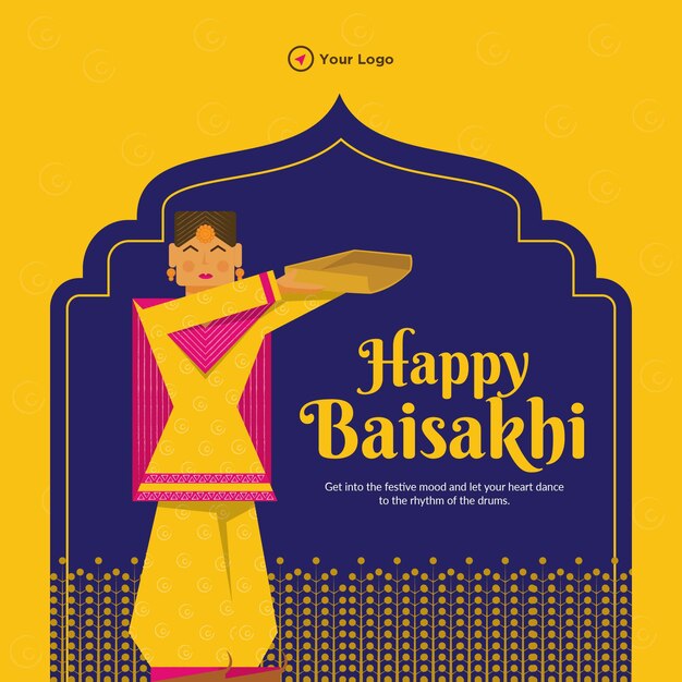 Indian festival of happy baisakhi banner design template