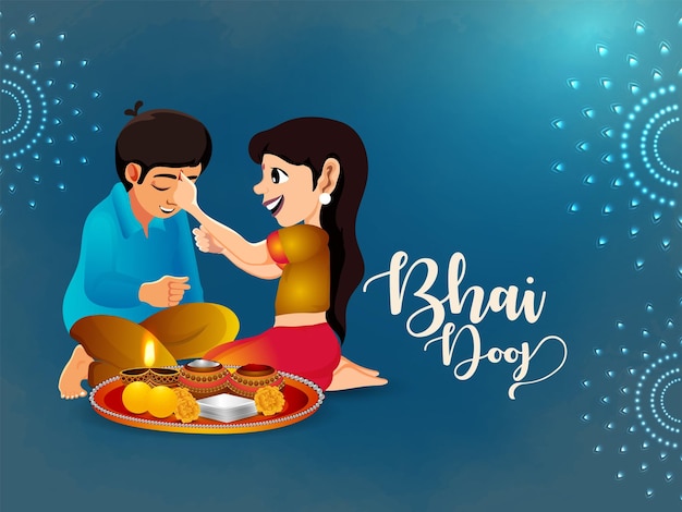 인도 축제 행복한 bhai dooj 디자인 포스터