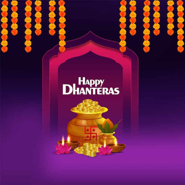 Vector indian festival happy dhanteras background