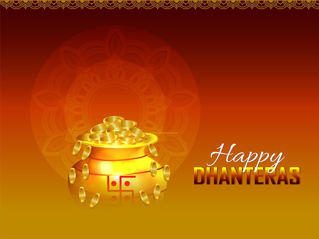 벡터 인도 축제 행복한 dhanteras 축하 인사말 카드