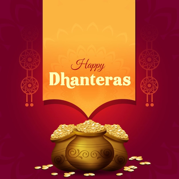 벡터 인도 축제 행복한 dhanteras 템플릿