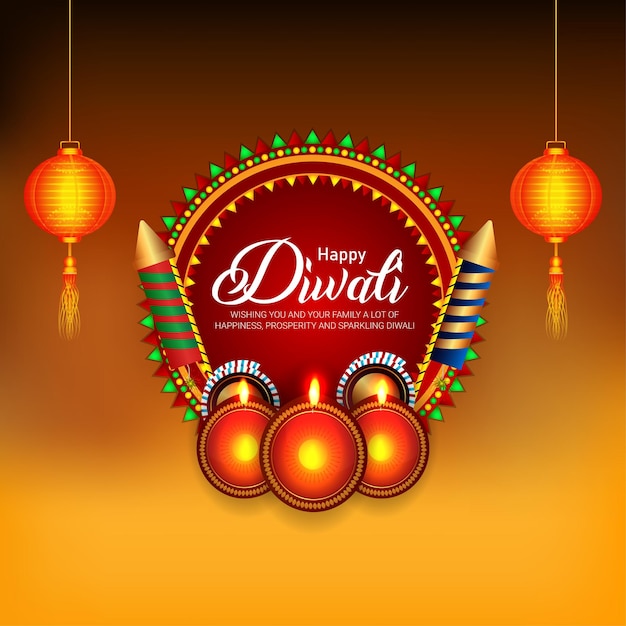 Biglietto di auguri per la celebrazione del diwali felice del festival indiano