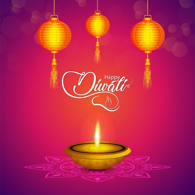 Indian festival of happy diwali the festival of india vector illustration of diwali diya