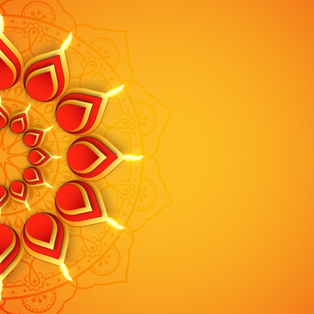 Vector indian festival happy diwali oil lamp greeting