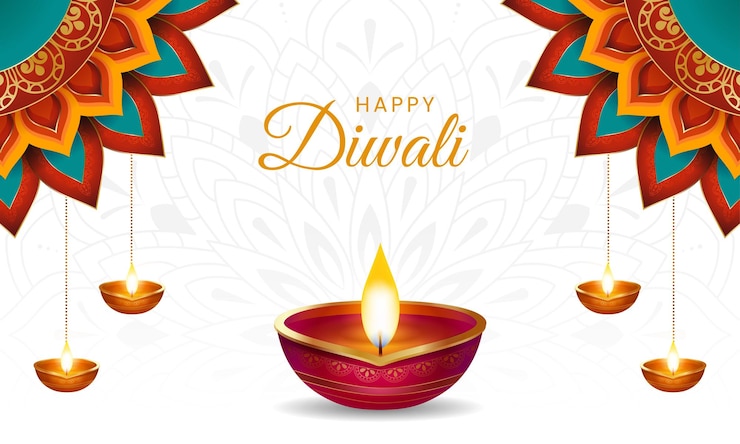 Vector indian festival happy diwali with decorative props traditional festival background