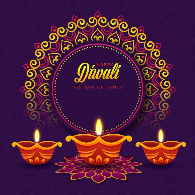 indian festival happy diwali with diwali diya holiday background diwali celebration greeting card