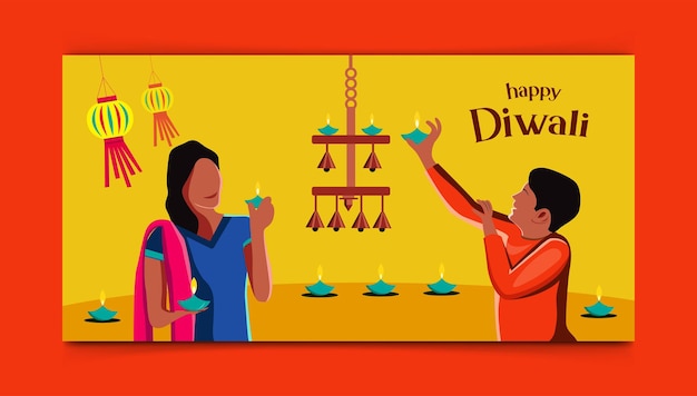 Vector indian festival happy diwali with diwali props, holiday background, diwali celebration greeting card