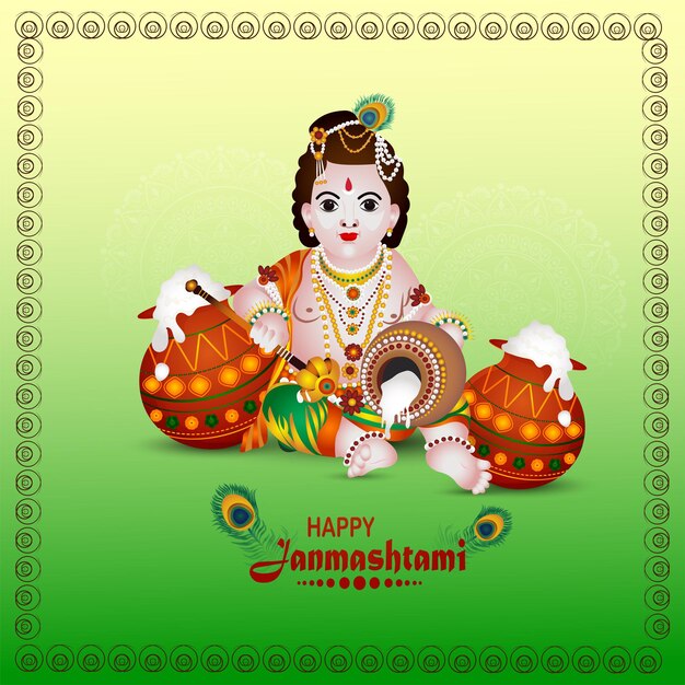 Indian festival happy janmashtami celebration background