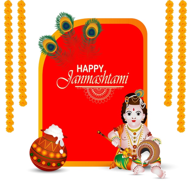 Indian festival happy janmashtami celebration background