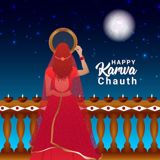 Indian festival happy karwa chauth celebration background