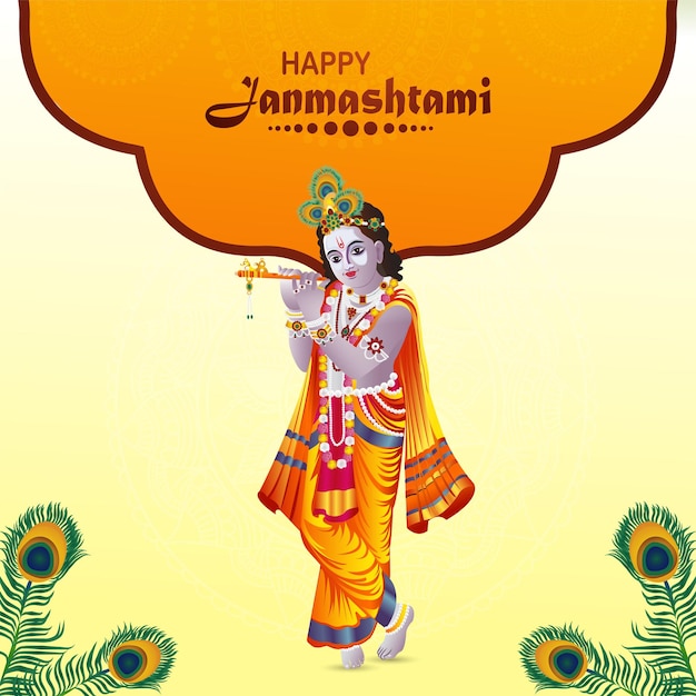 Indian festival happy krishana janmashtami background