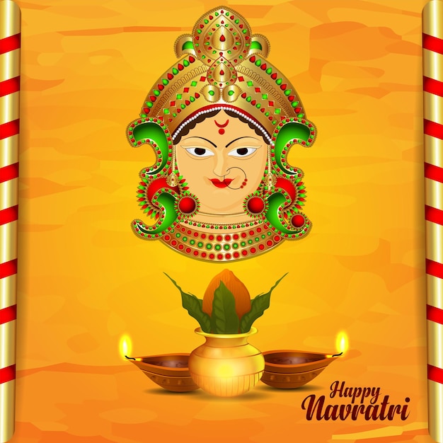 Индийский фестиваль счастливого празднования наваратри фон с векторной иллюстрацией дурга маа