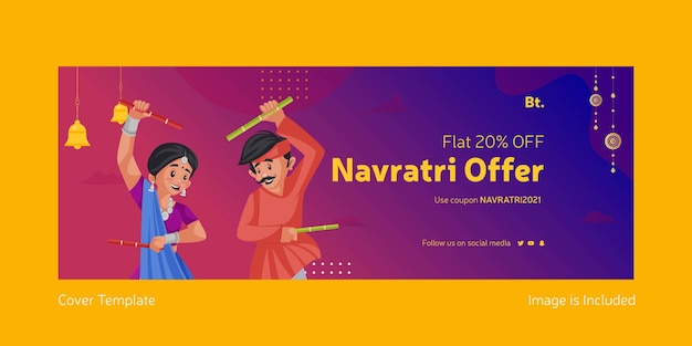 Шаблон оформления обложки индийского фестиваля Happy Navratri